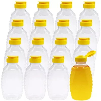 16 Pack 8oz Clear Plastic Honey BottlesSqueeze Honey Container Refillable Fo... • $27.26