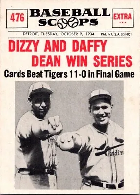 1961 Nu Card Scoops DIZZY DAFFY DEAN St. Louis Cardinals #476 NEAR MINT! • $12