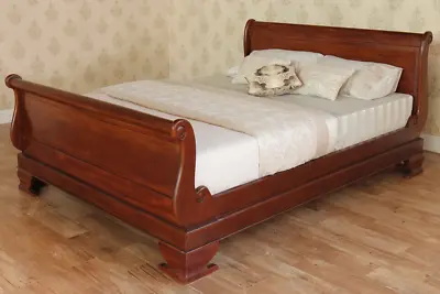 Mahogany Sleigh Bed Frame Regular Footboard  3' 4'6  5' & 6' Solid Wood New B009 • £885