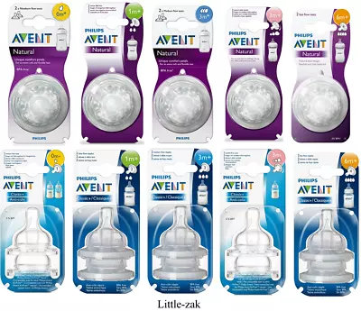 Philips Avent Natural / Classic+ Bottle Teats Newborn Slow Medium Fast Var Teat • $19.28