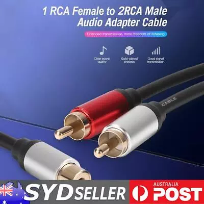 RCA Cable Female To 2RCA Male Splitter Y Shaped Splitter Audio Cable For DVD TV • $9.39
