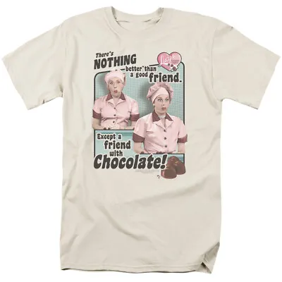 I Love Lucy Friends & Chocolate Logo T Shirt Lucy Mens Licensed Classic TV Cream • $17.49