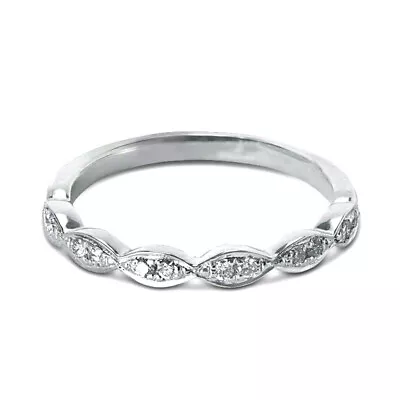 Vintage 0.20CT Round Cut Half Band Diamonds Wedding Ring 14K White Gold Plated • $59.99