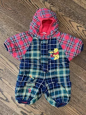 VINTAGE Disney Winnie The Pooh Plaid One Piece Bunting Outfit 3 Months NWOT • $34.99