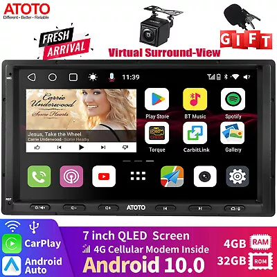 ATOTO S8MS 7  2DIN Car Stereo 4G LTE GPS Track Audio Receiver +HD VSV Backup Cam • $302.50