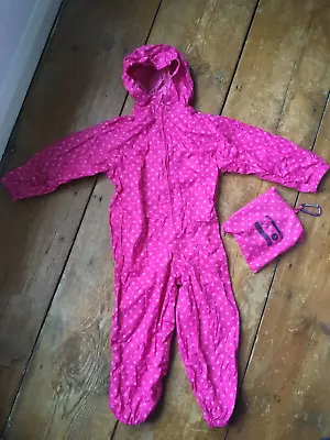 Peter Storm All In One Pink Polka Dots Waterproof  Suit In A Sack Age 4 Years • £7.99