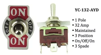 ( 10 )YC-132-AYD - Spade - 1-Pole - Maintained - 3 Position - 32A Toggle Switch • $12.99