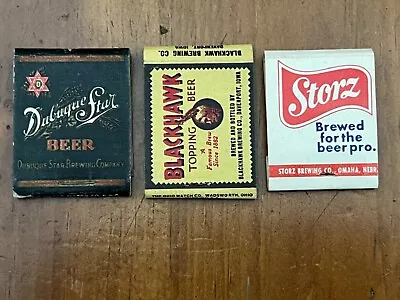 3 Vintage Matchbooks Dubuque Star Beer Storz Beer Blackhawk Beer Matches Sign • $8.99