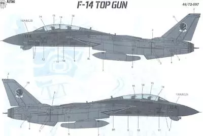 Aztec Decals 1/48 GRUMMAN F-14 TOMCAT TOP GUN 1986 & 2022 Versions • $19.99