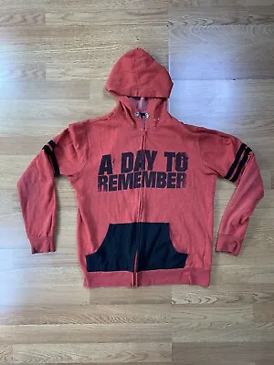 A Day To Remember Hoodie Mens Small Red Full Zip Spellout Band ADTR Sweater • $15