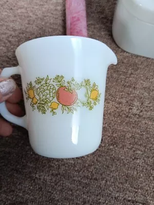 Pyrex Spice Of Life Vegetables 8oz Milk Glass Creamer Pitcher With Spout Vtg  • $12.99