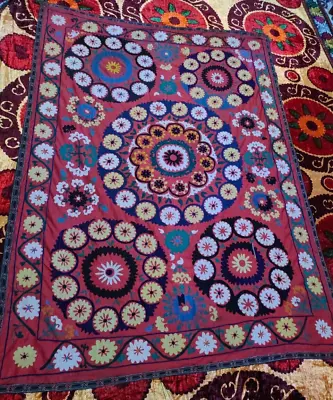 Suzani Wall Hanging Uzbek Handmade Embroidery 143x191 Cm 56 X75  Inch D-4A • $128