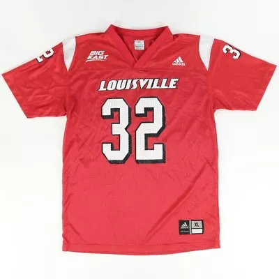 VTG Adidas Louisville Cardinals Football Solid V-Neck Jersey Red Boys XL • $7.69