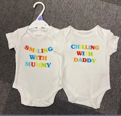 £1.75 • Buy Mummy Daddy Baby Boy Girl Bodysuit 2 Pack Vest  NUTMEG Newborn 0 3 6 Rainbow