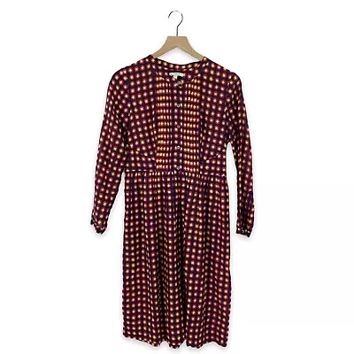 J. Crew Rare Sample Navy Geometric Print Long Sleeve Dress Size 6 • $38