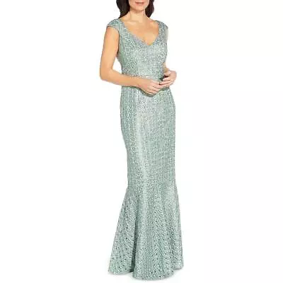 Aidan Mattox Womens Green Woven Maxi Sleeveless Evening Dress Gown 8 BHFO 3726 • $77.99