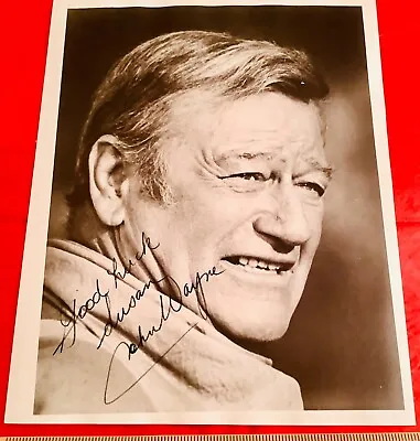 John Wayne Signed Autographed Photo Movie Still Good Luck 1970s The Duke Vintage • $1400