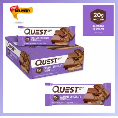 Quest Nutrition Caramel Chocolate Chunk Protein Bar High Protein 12 Bars • $54.99