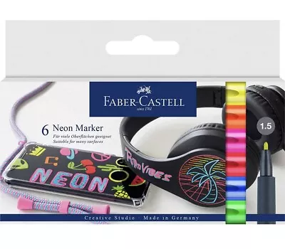 Faber-Castell Creative Markers - Multi-Surface - Neon Fluorescent - 6 Pc - New • $16