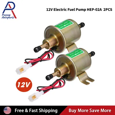 $19.95 • Buy 2 Packs 12V Electric Fuel Pump HEP-02A Universal Inline Low Pressure Gas Diesel
