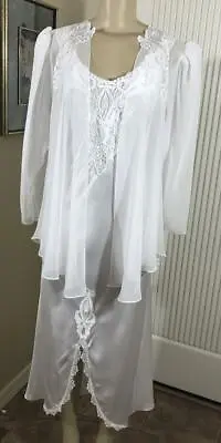 Flora Nikrooz Vintage Bridal White Gown Robe Set Size M #013014 • $75