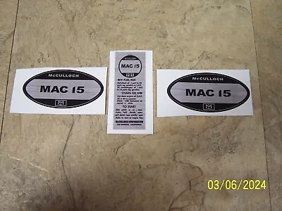 Vintage McCulloch Mac 15 Decal Set • $16.99