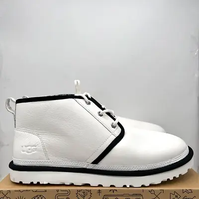 NEW Ugg Neumel Leather Chukka Boots White Black Wool Lined 1133777 Mens Size 13 • $59