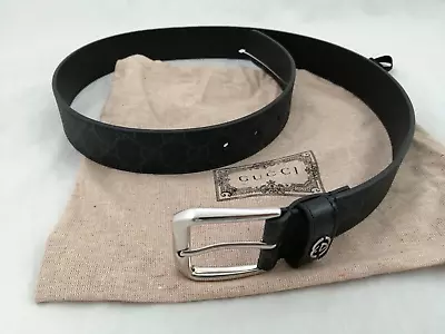 Gucci Men's Belt Size 32 Black Supreme Canvas Interlocking G Detail New* F1 • £29
