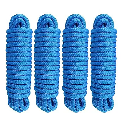 4 Pack 1/2 Inch 20 FT Double Braid Nylon Dock Line Mooring Rope Boat Dock Rope • $36.99