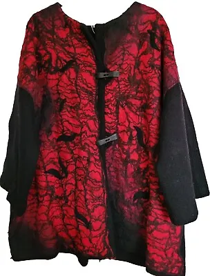 Zuza Bart Designer Handmade Artsy Wool Coat Size XXXL UK Plus Size 22 24  • £74