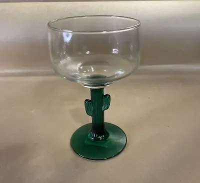 Vintage Libbey Green Cactus Stem Margarita Cocktail Glass 6  Tall 3 3/4  Wide • $12.95