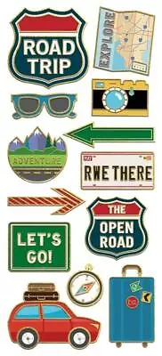 Crafts Stickers PH Faux Enamel Road Trip Map Sign Car Suitcase Camera RWE THERE • $4.49