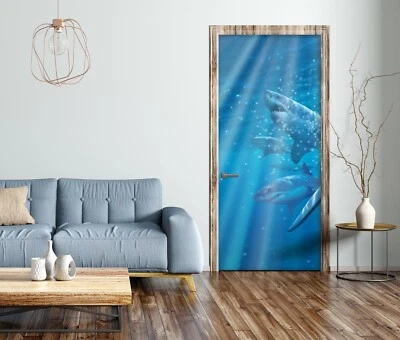 £84.77 • Buy 3D Shark A1481 Door Wall Mural Photo Wall Sticker Decal Jerry LoFaro Sinsin