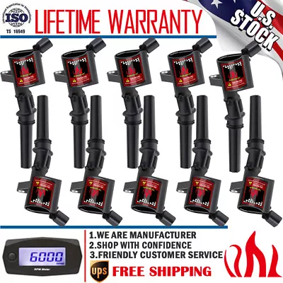 10 Pack DG508 Ignition Coil For Ford Excursion F250 F350 F450 E450 Econoline V10 • $45.99