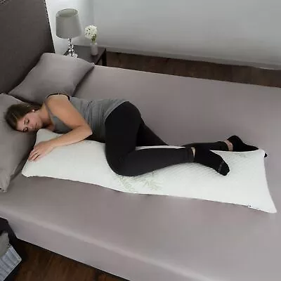 Memory Foam Body Pillow Charcoal Infused Aching Legs RLS Zippered Bamboo Cover • $31.99