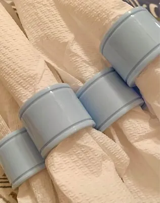 Vintage Set Of 8 Powder Blue Melamine Napkin Rings • $12.95