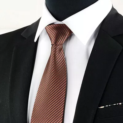Men Fashion Solid Color Zipper Tie Wedding Party Formal Business Necktie~} • $5.57