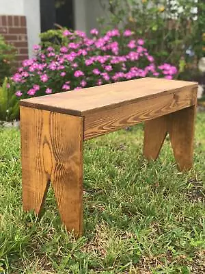 Rustic Wood Bench Solid Wood Top Brown • $153