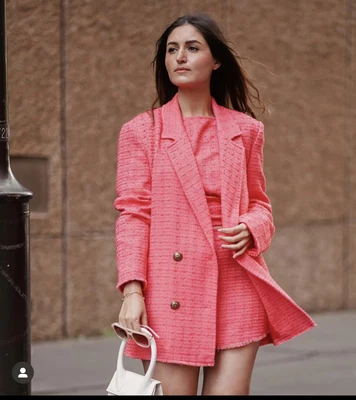 $39 • Buy Zara Nwt Ss22 Textured Double Breasted Blazer Peachy Size Xs, S