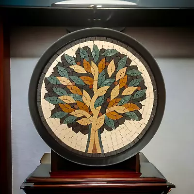 Tree Of Jericho Hand Made  11  Mosaic Marble Round  Tile Art Home Decor Vintage • $65