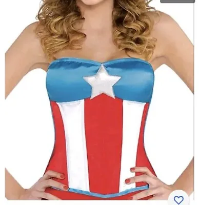 Captain Marvel America Dream Wonder Woman Corset Halloween Costume M/L 8-12 • $5