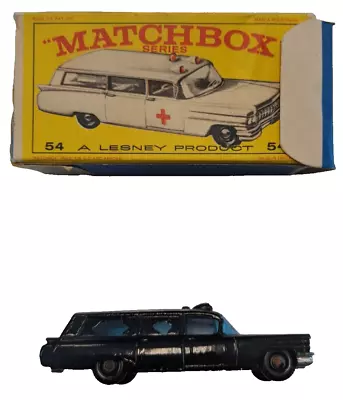 Matchbox Series 54 Cadillac Ambulance W/ Original Box CUSTOM BLACK - HEARSE • $39.99