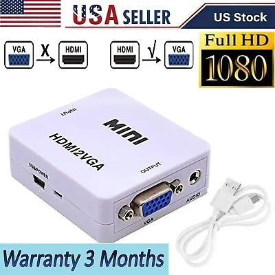 1080P HDMI To VGA Full HD Mini HDMI To VGA Audio Video Converter Adapter • $6.99