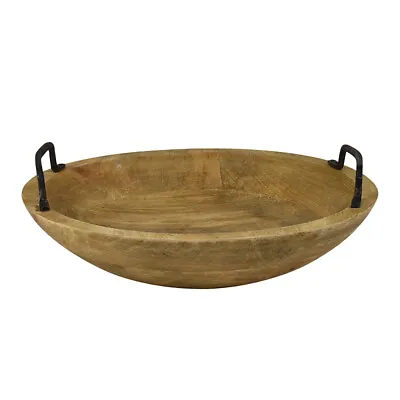 $30 • Buy NEW Coastal Home Mango Wood Bowl W/ Metal Handles 9x30cm