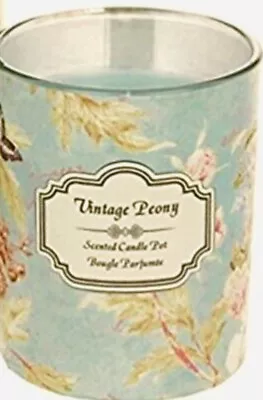 £16 • Buy Set Of 3 Peony Scented Duck Egg Blue Floral Vintage Style Glass Jar Candle