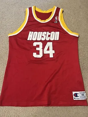 $50 • Buy Vintage 90’s Champion Houston Rockets Hakeem Olajuwon Jersey #34 NBA Size 48
