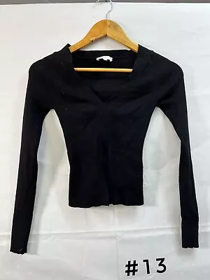 Kookai Women's Black Ribbed V-Neck Top - Size 34-36 - #13 • $25