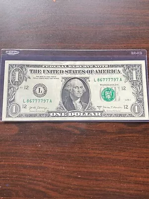 2017 L Dollar Bill Good Searial Number 4 7 S Lucky Dollar Very Nice Bill • $4