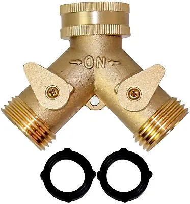 3/4  Solid Brass Double Two Way Tap Garden Connector Adaptor Hose Splitter • $10.45