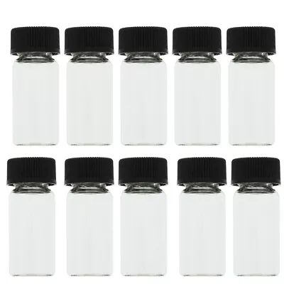 10 Mini Clear Glass Vial Bottles Caps 1 3/8 Tall 4 ML Gold Panning Prospecting • $7.26